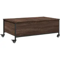 vidaXL Table basse à roulettes Chêne brun 91x55x34 cm Bois composite