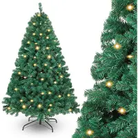 Eikuavons Arbre de Noël , 150 cm de haut, avec éclairage LED, 200 LED blanc chaud, 550 décorations, sapin artificiel avec base en métal