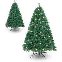 Vigevee Arbre de Noël , 120 cm, avec éclairage LED, 150 LED blanc chaud, 340 décorations, sapin artificiel avec base en métal
