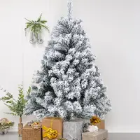 Vigevee Arbre de Noël , 120 cm, sapin artificiel avec effet neige, 340 branches, sapin artificiel dense avec un pied en métal stable