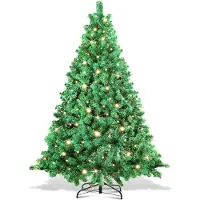 Vigevee Arbre de Noël artificiel , 180 cm, avec 250 LED blanc chaud, 860 branches, en PVC et métal, branches qui s'ouvrent automatiquement, couleur verte