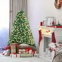 Eikuavons Arbre de Noël artificiel , 180 cm de haut, avec 250 LED blanc chaud, 860 branches, en PVC et métal, avec branches qui s'ouvrent automatiquement, de couleur verte