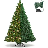 Vigevee Arbre de Noël artificiel , 120 cm, avec 150 LED blanc chaud, 340 décorations, sapin artificiel avec support en métal, idéal pour le salon