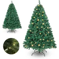 Vigevee Arbre de Noël , 150 cm, sapin artificiel avec 200 LED, 550 embouts, sapin artificiel avec 8 modes d'éclairage et support en métal