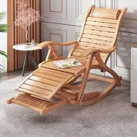 Markenlos Fauteuil de relaxation - Fauteuil à bascule - Réglable en 5 positions - Avec repose-pieds - En bambou - Capacité maximale : 200 kg - Dimensions : 95 x 54 cm