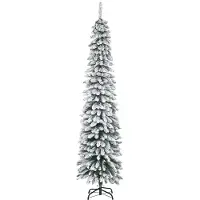 Youjia Arbre de Noël artificiel, recouvert de neige, design épuré, ignifuge, 210 cm, vert et blanc