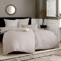 Merkloos Couvre-lit, beige, 135 x 200 cm, ensemble 6 pièces, comprenant : 2 housses de couette 135 x 200 cm + 2 taies d'oreiller 80 x 80 cm + 2 taies d'oreiller 40 x 80 cm, doux et confortable