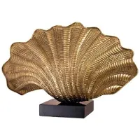 Casa Padrino Lampe de table de luxe en forme de coquillage avec socle en granit Vintage laiton / noir 51 x 16 x H. 33,5 cm - Qualité de luxe