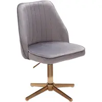 Wohnling Chaise d'écriture chaise pivotante en velours gris avec dossier |