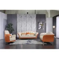 AEA Canapé de luxe 3+1+1 places avec meubles Canapé en Cuir synthétique Groupe de canapés