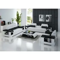 AEA Canapé en cuir Canapé 3+1+1 places Design Canapé moderne Blanc Set