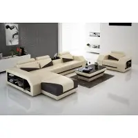 AEA Ledersofa Wohnlandschaft Ecksofa L-Form mit Sessel Set Garnitur Modern Sofa
