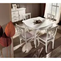AEA Luxus Esstisch Holz Quadratisch Esszimmer Tisch Weiß Möbel Tische
