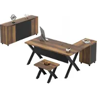 AEA Büroeinrichtung Arbeitszimmer Tisch Sideboard Couchtisch Braun Schwarz