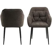 Fonq Brooke chaise de salle à manger avec accoudoirs bouclé gris.