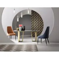 AEA Leder Esstisch in Naturfarben mit Holzgestell, modernes Design