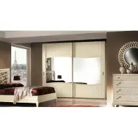 AEA Armoire avec portes coulissantes Armoire de chambre à coucher Armoires murales Blanc Miroir