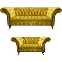 AEA Chesterfield jaune élégant ensemble de salon canapé 2pcs