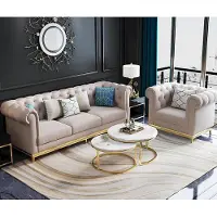 AEA Couch Polster Design Sofa Moderne 3er Sitz Sofas Zimmer Möbel Beige Dreisitzer