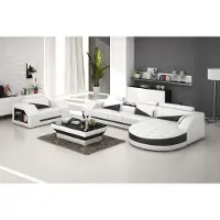 AEA Canapé en cuir Canapé d'angle + fauteuil Design Canapé avec USB