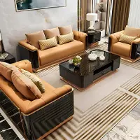 AEA Moderne Dreisitzer Couch Polster Design Sofa 3er Sitz Sofas Zimmer Möbel Orange