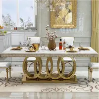 AEA Luxus Esstisch Esszimmer Tisch Metall Gold Tische Esstische Möbel Einrichtung