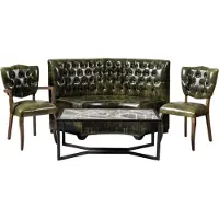 AEA Chesterfield 2х Stühle Sofa 2 Sitzer Set 4 tlg. Sofa Bank Couch Sitzbank Grün