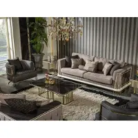 AEA Salon Set Marron Ensemble de canapés Fauteuil Table d'appoint Table basse 5pcs