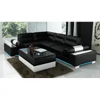 AEA Ledersofa Sofa USB Wohnlandschaft Ecksofa Garnitur Couch Design Garnitur L6001B