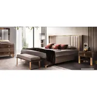 AEA Chambre à coucher de luxe, lit double, design moderne, bois, literie rembourrée, structure de lit