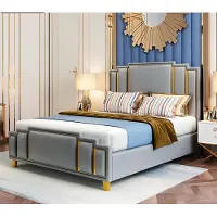 AEA Designer Bett 180x200 Leder Metall Betten Doppel Schlaf Zimmer Luxus Ehe Hotel