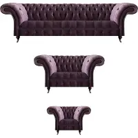 AEA Exklusive Lila Chesterfield Wohnzimmer Polstergarnitur Designer Couchen
