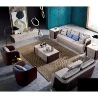 AEA Ensemble de canapés Table basse Salon Canapé Coussin Canapé Commode Nouveau 8pcs
