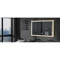 StarTech.com Miroir de salle de bain LED - Miroir mural - 100 x 60 cm - Cadre en aluminium - Anti-buée - Éclairage frontal dimmable - Rectangulaire