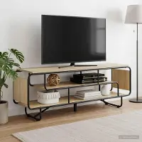 Prolenta Meuble TV exclusif - Dimensions : 140 x 36 x 45 cm - Bois stratifié imitation chêne Sonoma