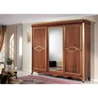 AEA Brauner Klassischer Massivholz Kleiderschrank Spiegel Schlafzimmer Möbel