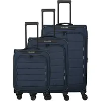 Travelite Valise à roulettes Skaii, 4 roues, dimensions cabine/voyage, couleur bleu marine