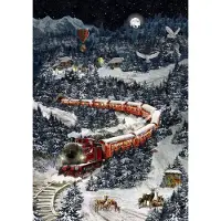 Sonstige Verlage Calendrier de l'Avent mural A4 - Train de Noël dans un paysage hivernal