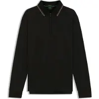 BOSS pour homme. 50570010 Polo plissé noir à manches longues (M), Casuel, Coton, Manche longue