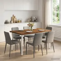 Syfax Table carrée, dimensions 140 x 90 x 75 cm, en bois massif d'acacia, finition naturelle