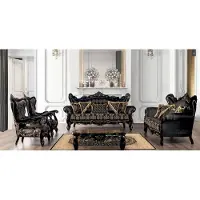AEA Canapé Set 3+3+1+1 places Table basse Salon Luxe Noir Canapé Garniture Nouveau