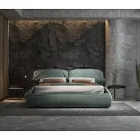 AEA Grünes Schlafzimmer Bett Designer Doppelbett Luxus Material Holzgestell