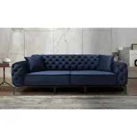 AEA Chesterfield Blauer 3-Sitzer Moderne Polster Couch Luxus Edle Sitzmöbel