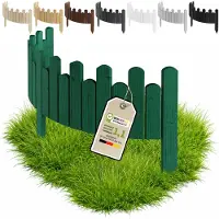 Pemicont Floranica Clôture décorative bois 100 x 30 cm, Vert – bord ondulé, pin, trois piquets intégrés
