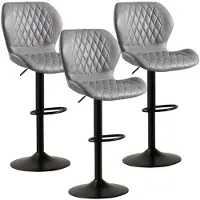 Sonstiges Tabourets de bar avec dossier, pivotants à 360°, réglables en hauteur, revêtus en similicuir PU, couleur grise, lot de 3