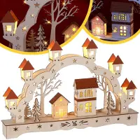 Monzana Arche lumineuse de Noël paysage 8 LED décoration en bois