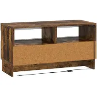 vidaXL Meuble TV LED en bois imitation chêne fumé