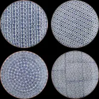 Bloomingville Assiettes Karine bleues Ø25cm, lot de 4