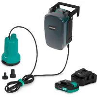 Vonroc Pompe submersible sans fil 20V - 90 W - 4500 l/h - 0,8 bar - eaux propres | batterie 2,0 Ah et chargeur inclus