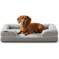 Belviona Lit pour chien en mousse à mémoire de forme orthopédique, soulageant les articulations & hydrofuge avec housse amovible, 89x63x17 cm